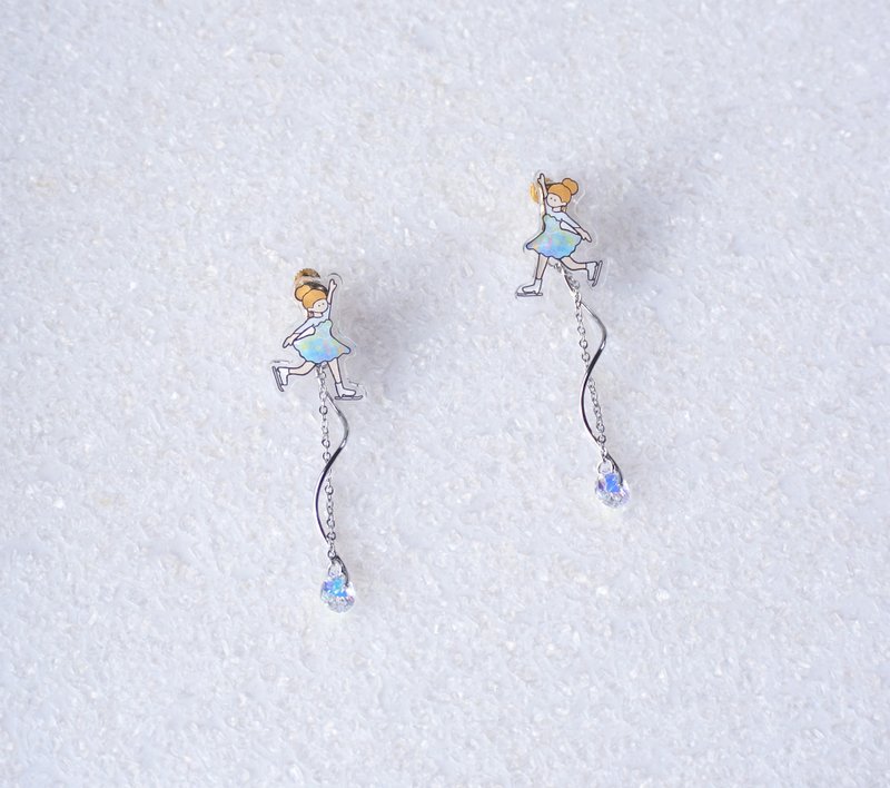 figure skating - 耳环/耳夹 - 压克力 多色