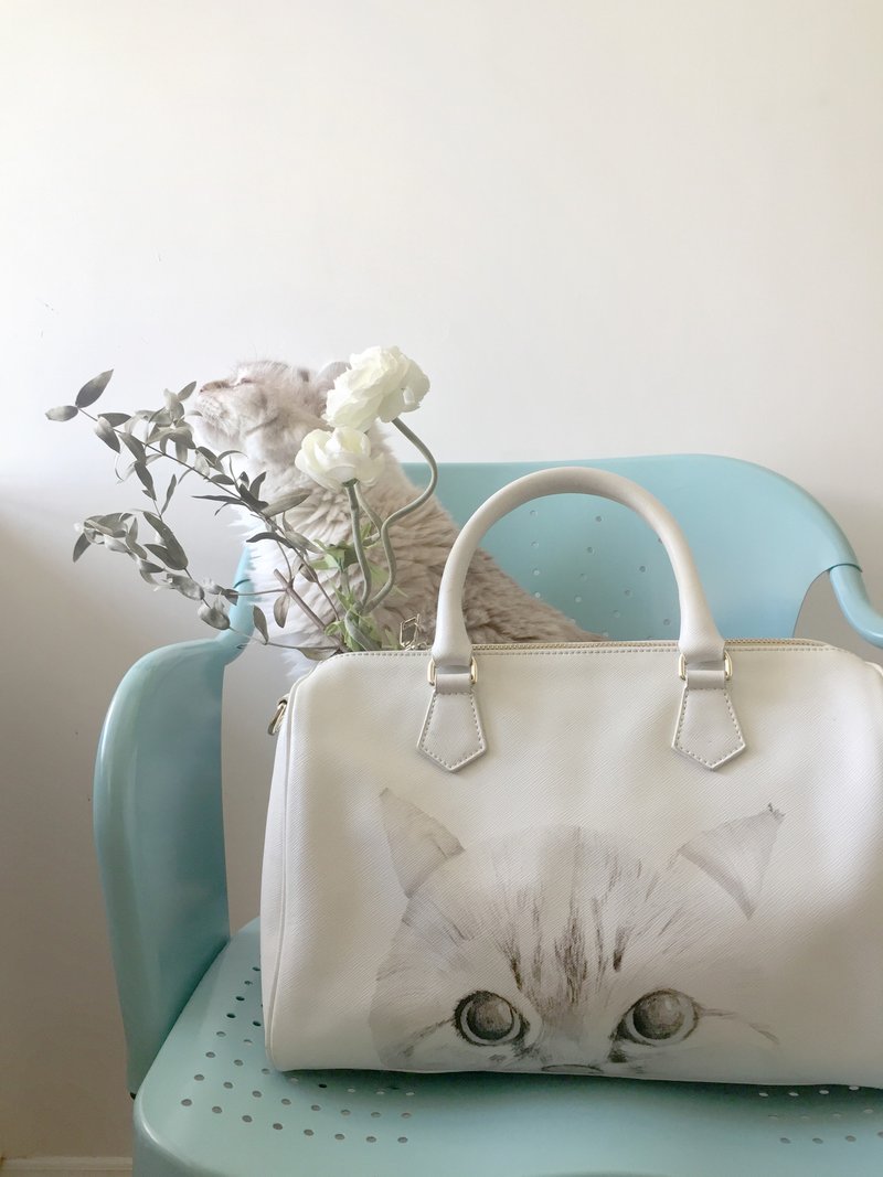 adc动物 十字纹 皮革 两用袋 猫 波士顿袋 双面 手抽袋 侧背袋 - 手提包/手提袋 - 纸 