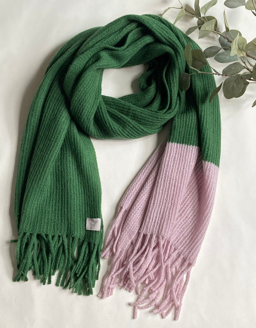 Cashmere knit long muffler - 丝巾 - 羊毛 绿色