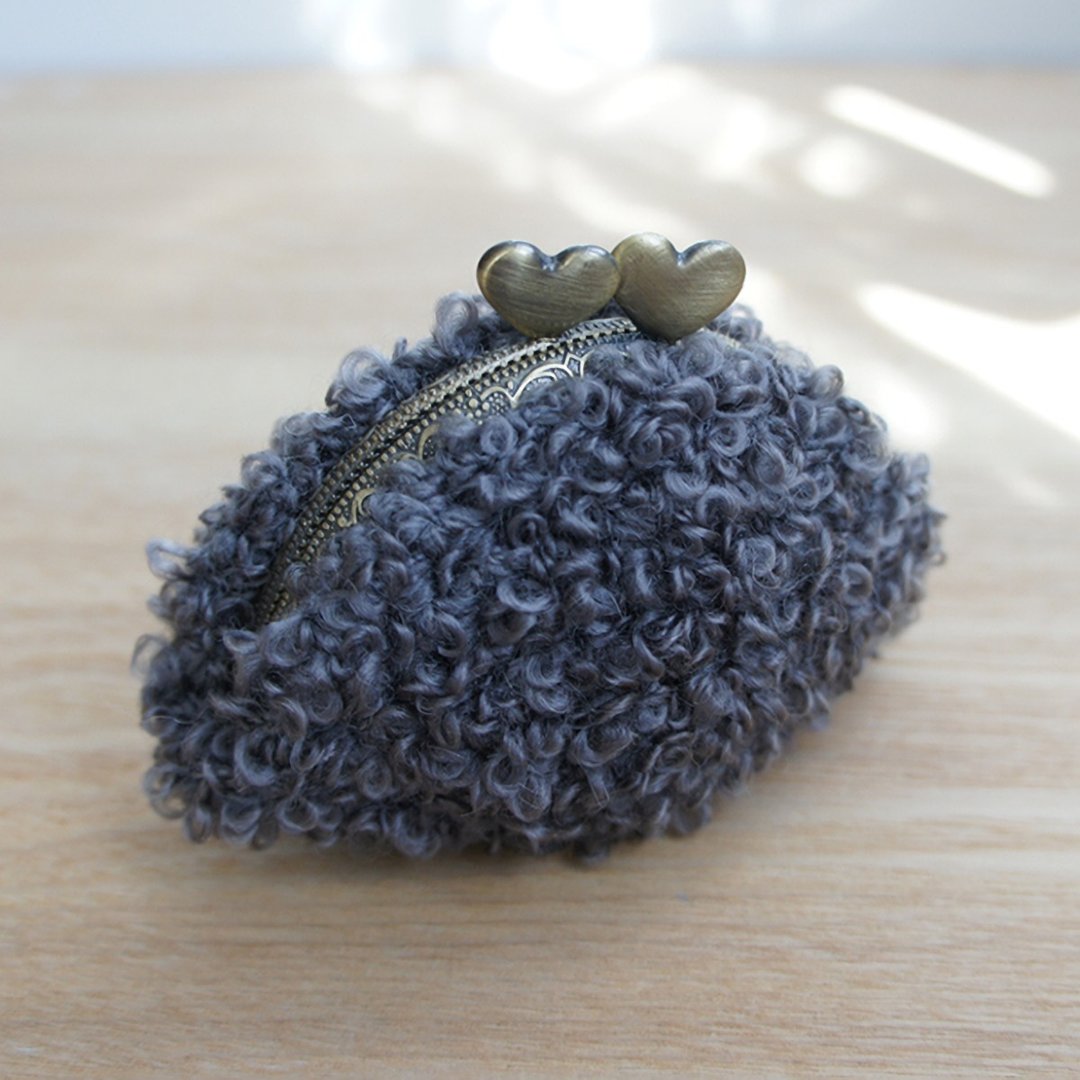 Ba-ba handmade Crochet mini-pouch No.C1223 - 零钱包 - 其他材质 灰色