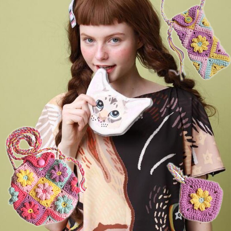 少女糖果包 粉嫩 甜美 马卡龙色系手机包 耳机包 - 侧背包/斜挎包 - 棉．麻 