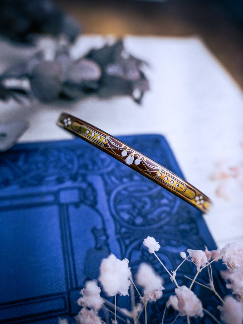 Michaela Frey 金色舞会酒红珐琅手环—奥地利 欧洲古董首饰 - 手链/手环 - 珐琅 