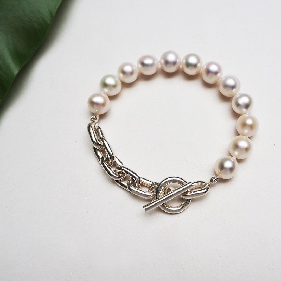 chain pearl bracelet_心思珍珠手链 10mm珍珠 中性手链 - 手链/手环 - 珍珠 白色