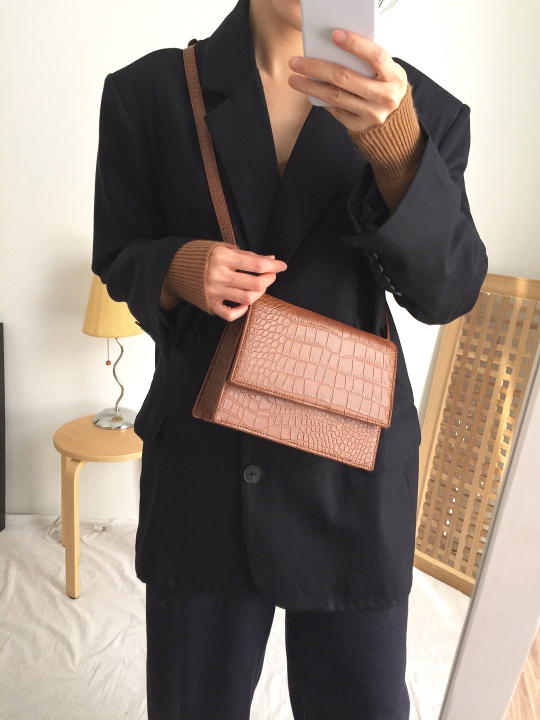 Stella Jacket 深蓝羊毛垫肩西装外套 可订做颜色 - 女装休闲/机能外套 - 羊毛 