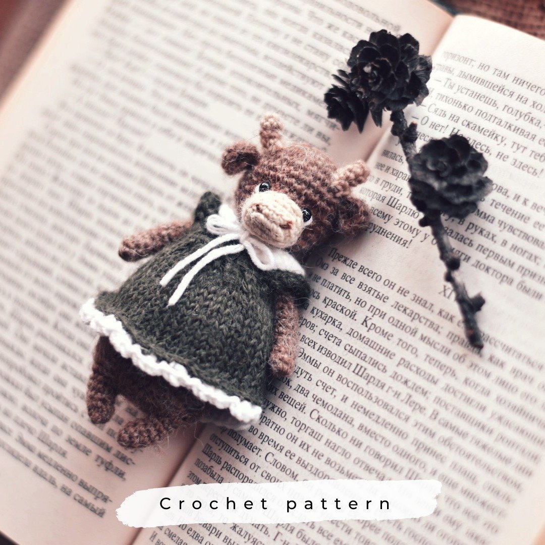 Crochet pattern Cow (4 in). PDF. Digital product. - 编织/刺绣/羊毛毡/裁缝 - 羊毛 卡其色