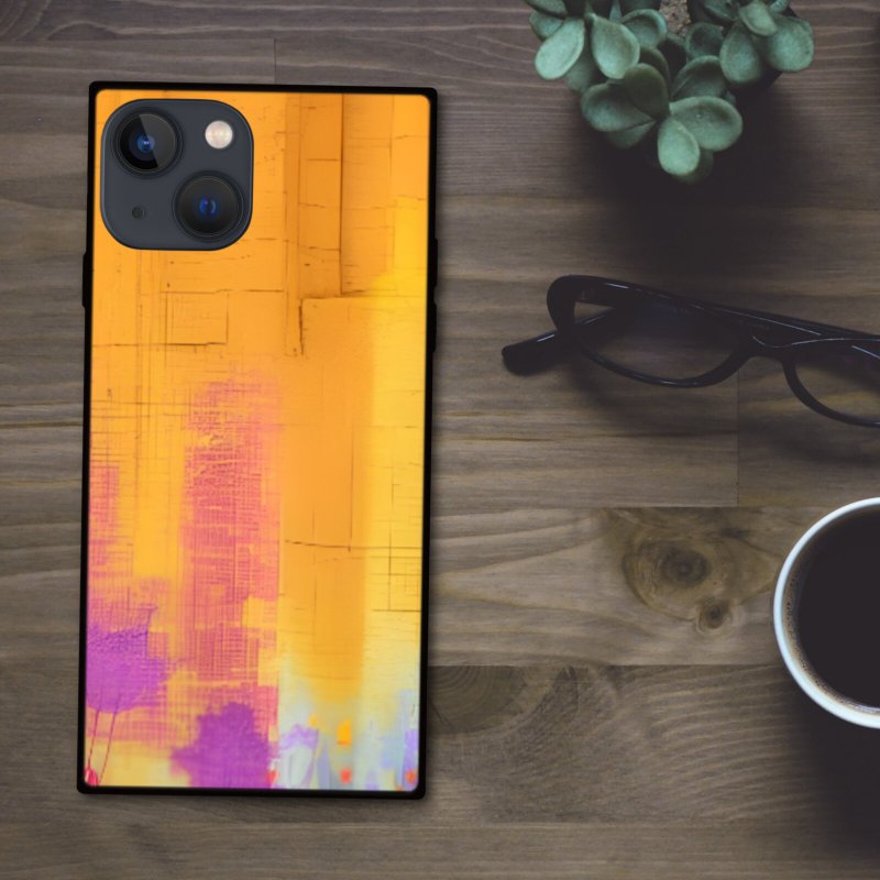 色彩鲜艳且充满神秘感的细胞花纹 方形手机壳【强化玻璃饰面】支持 iPhone16 - 手机壳/手机套 - 塑料 多色