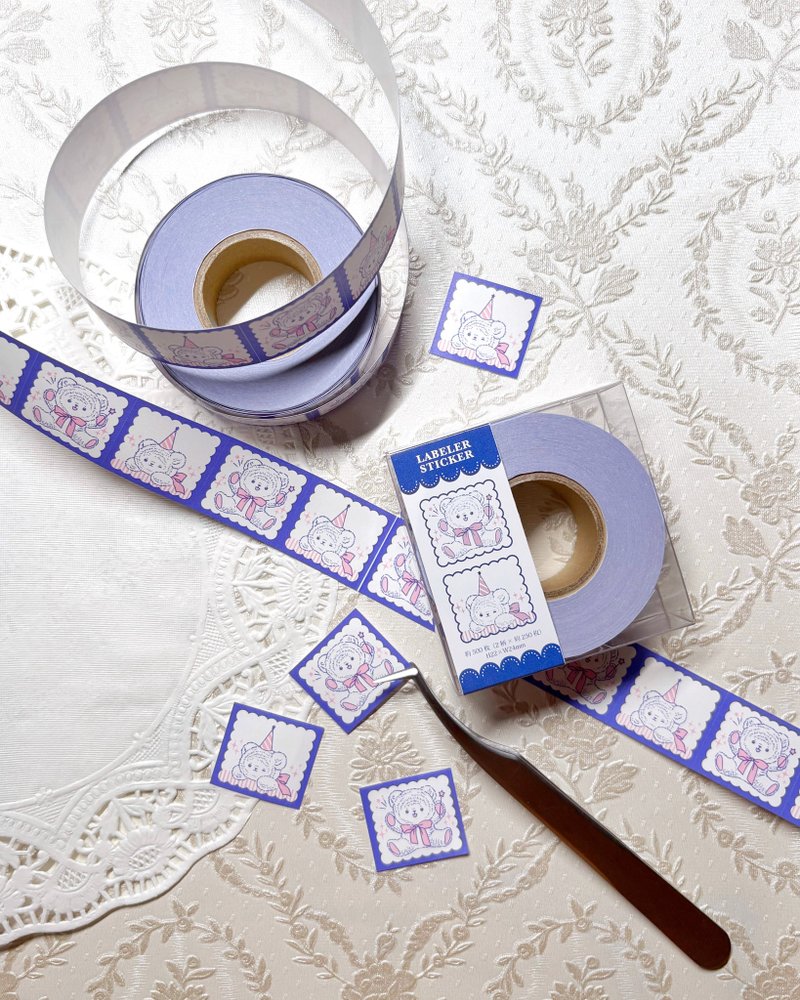 魔法师小熊标签贴纸 - 贴纸 - 纸 蓝色