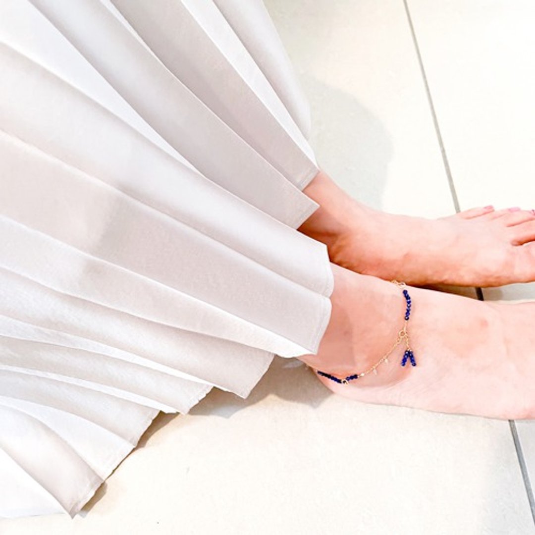 14kgf/ ankletLapis lazuli - 耳环/耳夹 - 宝石 