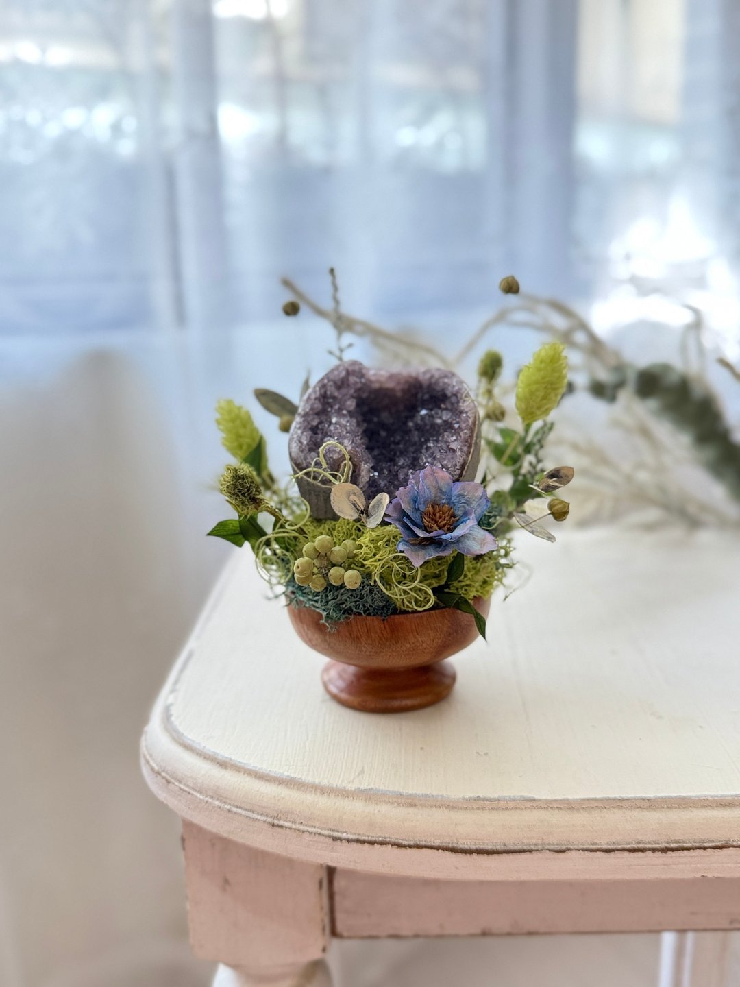 旋转小窝 能量加持水晶摆饰 。紫水晶 永生叶材绿植栽 - 植栽/盆栽 - 水晶 紫色