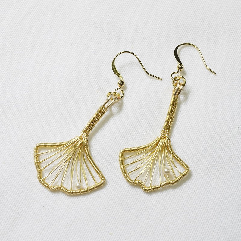 银杏耳饰 - 耳环/耳夹 - 其他金属 