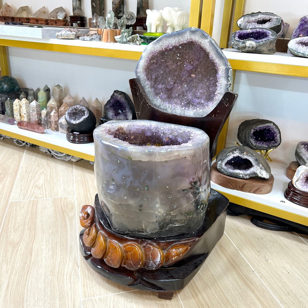 全抛面座地紫晶聚宝盆 | 水晶 | 水晶摆件 - 摆饰 - 水晶 紫色