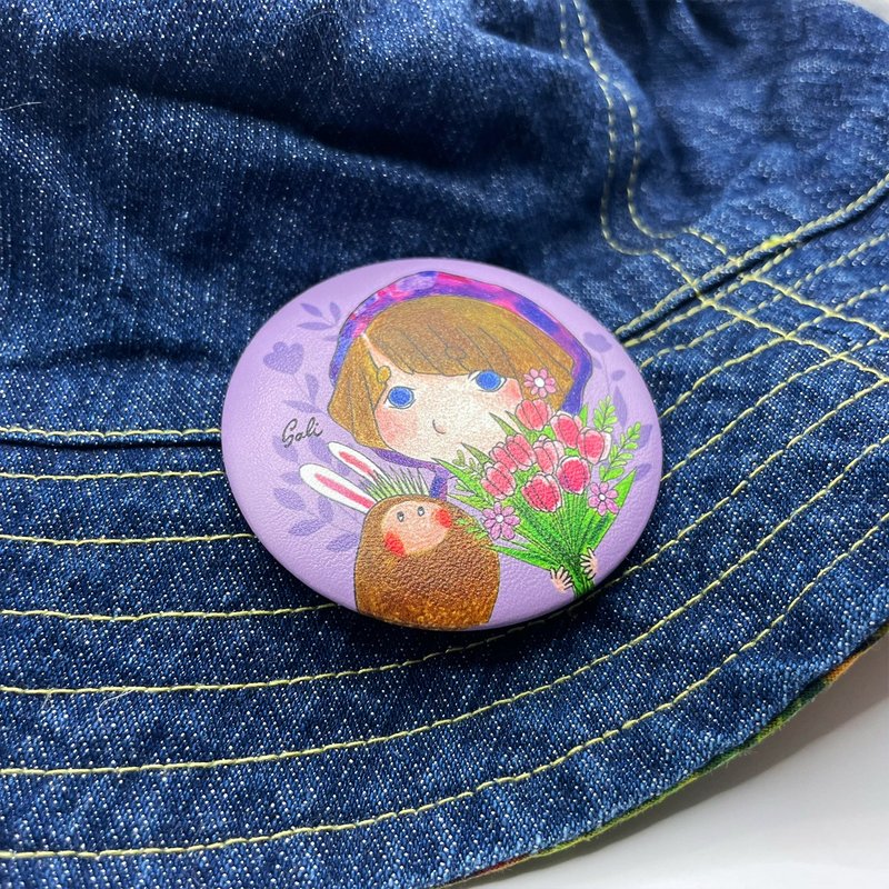 沙粒默-沙粒默与马铃薯白兔-皮革软胸章/圆形大胸章/直径58mm - 徽章/别针 - 其他材质 紫色