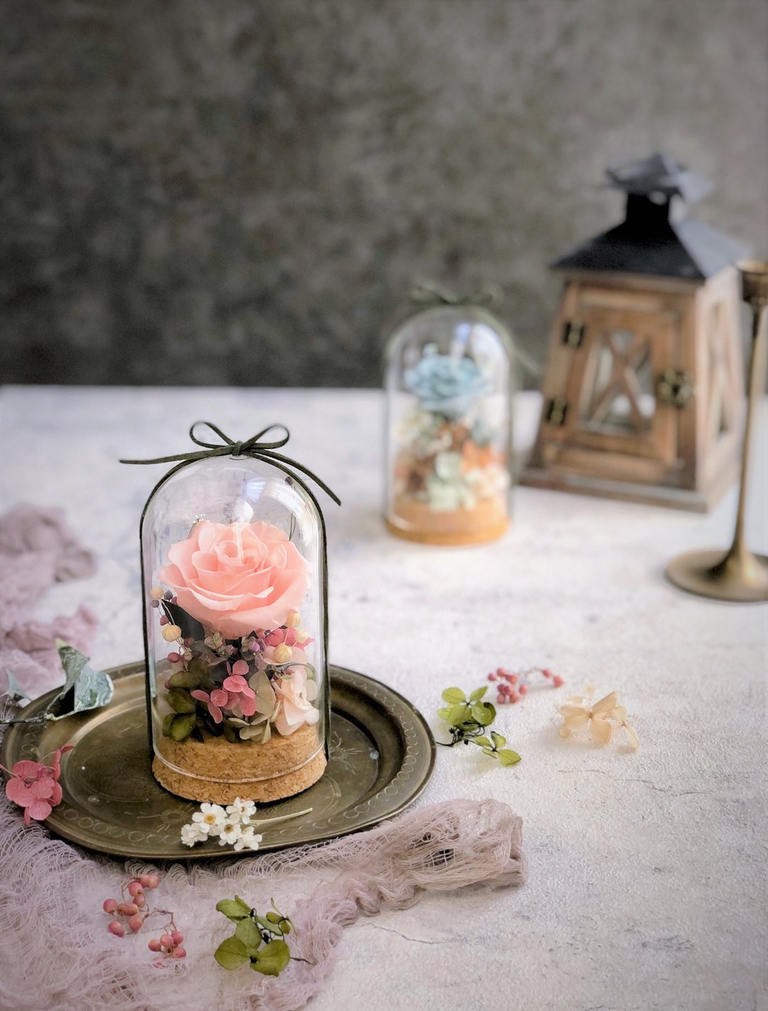 毕业情人节花束情人节花礼_经典花礼【单朵玫瑰玻璃罩盅】永生. - 干燥花/捧花 - 植物．花 多色