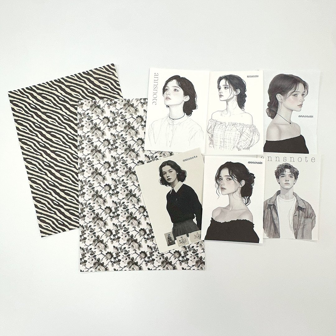 拼贴组 3款黑色线条贴纸混搭 (anns note) 复古风 - 贴纸 - 纸 黑色