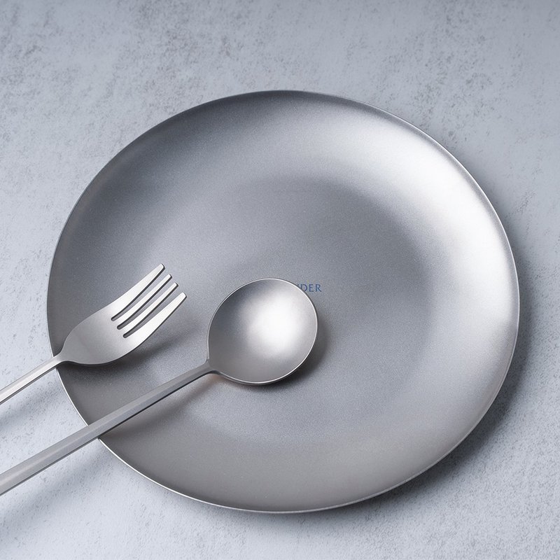 纯钛美食浅圆盘 - 盘子/餐盘/盘架 - 其他金属 灰色