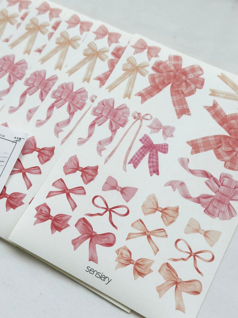 sensiary 甜美粉红缎带贴纸 5入组 - 卡片/明信片 - 纸 