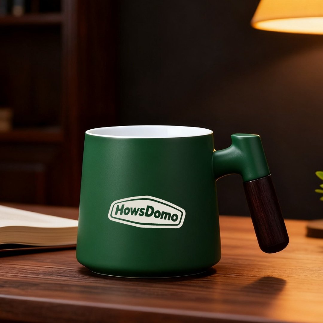【好事多磨】DOMO 咖啡杯礼盒 - 磨砂绿 380ml - 咖啡杯/马克杯 - 瓷 绿色