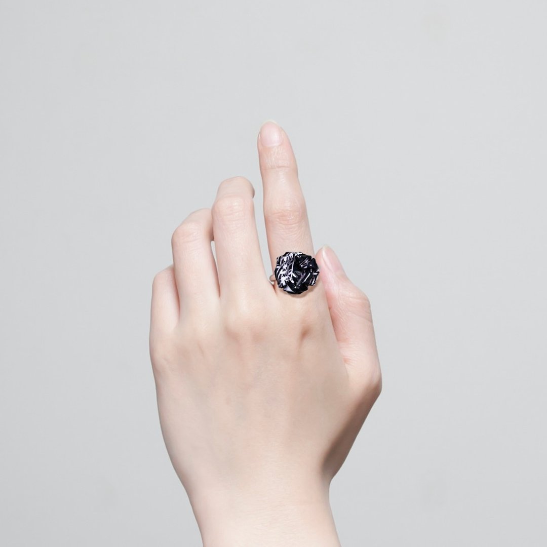 Blossom Ring mini ~One wheel~(black) - 戒指 - 纸 黑色