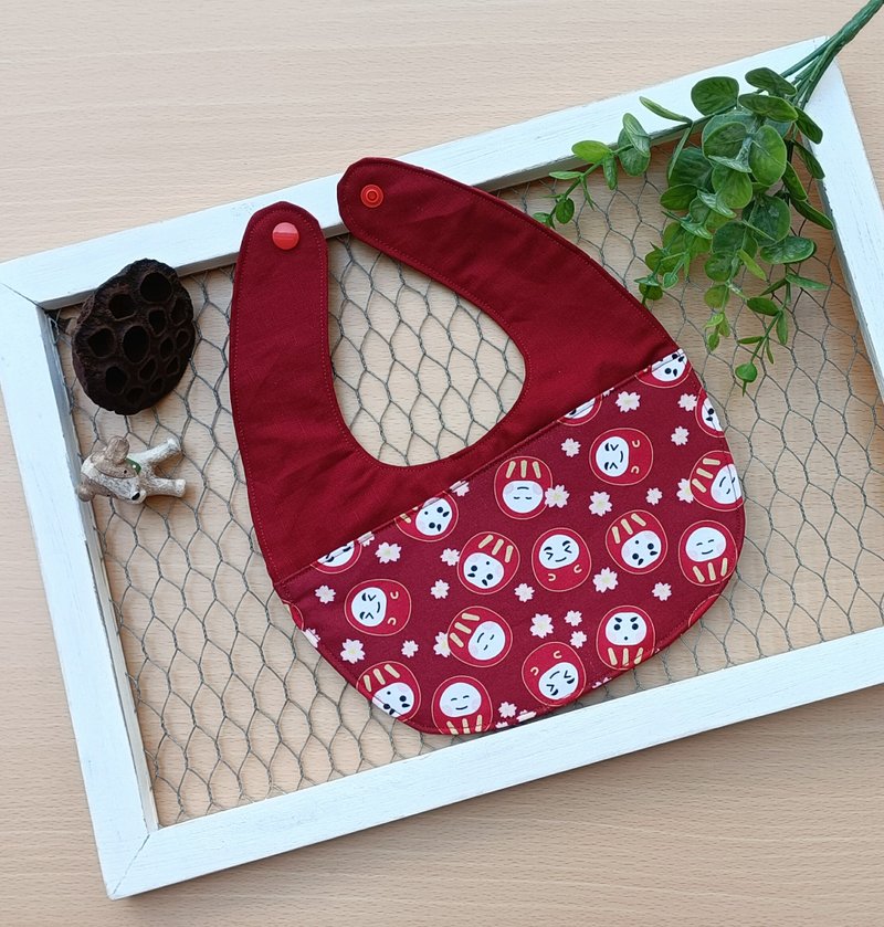 【过年围兜】围兜红包袋/樱花福神 - 围嘴/口水巾 - 棉．麻 红色