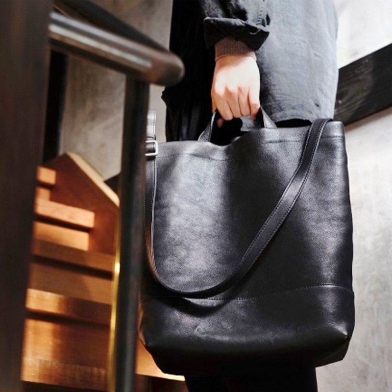 经典大人味大容量天然摔花牛皮手提/侧背包Made in Japan by SLOW - 侧背包/斜挎包 - 真皮 