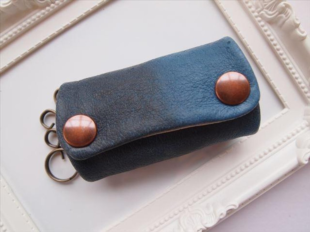 Luxury pig leather soft key case [hand-dyed leather] 15430023 - 钥匙链/钥匙包 - 真皮 蓝色
