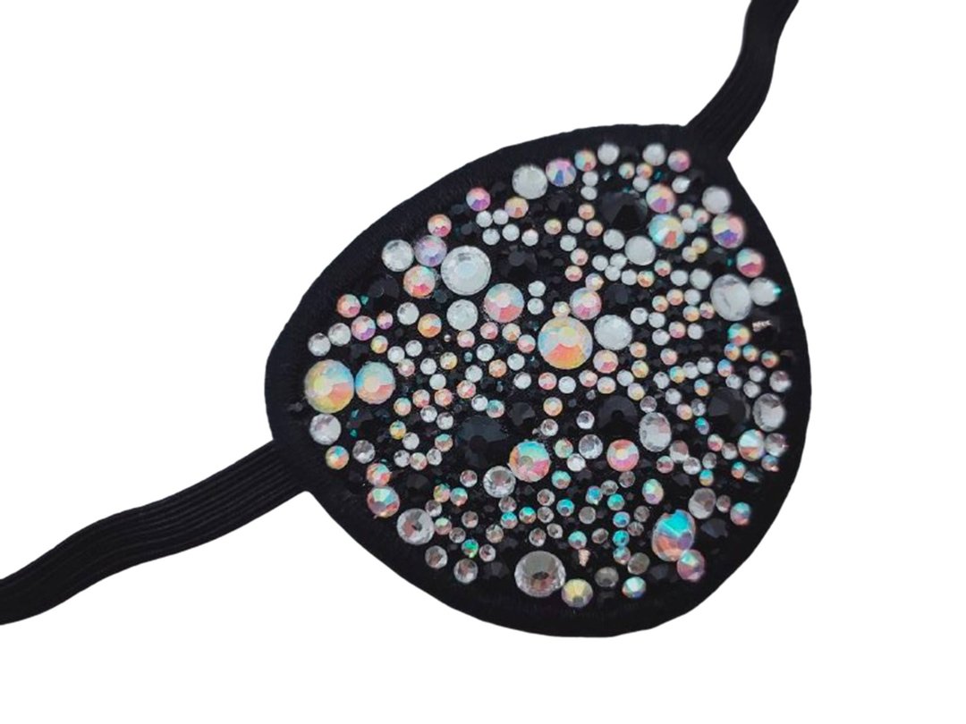 Woman eye patch with rhinestones for wedding, holiday, party.Strabismus and lazy - 其他 - 棉 黑色