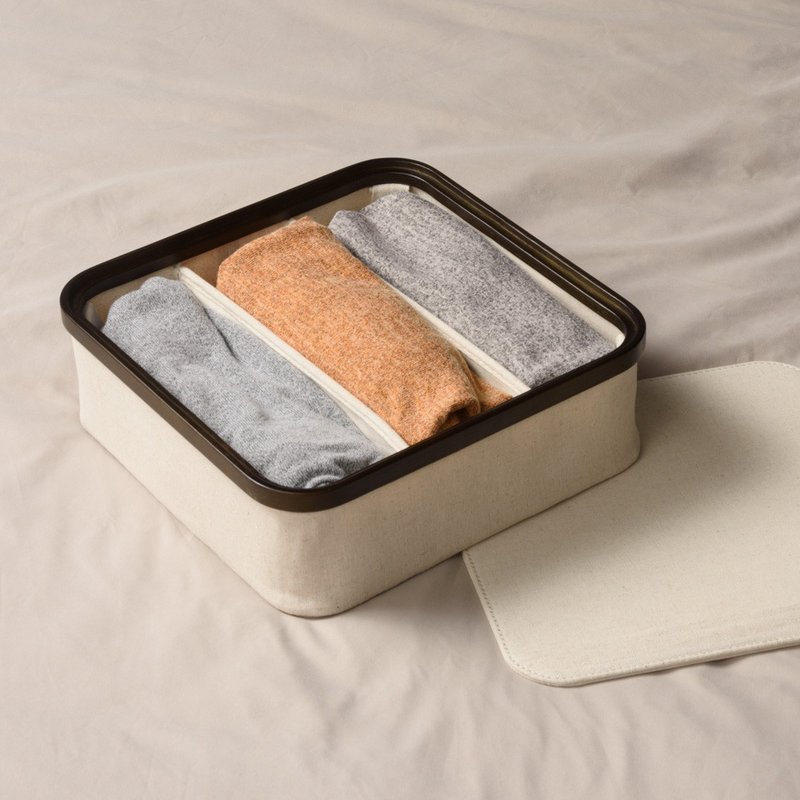 【Gudee】KIM 加盖分格收纳盒 衣物收纳 - 收纳用品 - 竹 蓝色