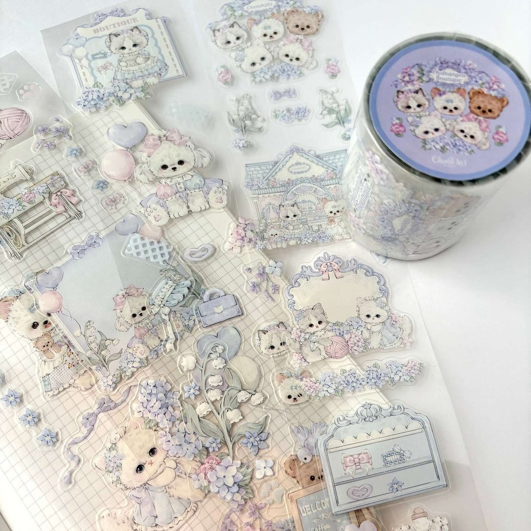 Cherish365 【绣球花精品】轧型 水晶油墨 白墨 PET胶带 CHO569 - 纸胶带 - 防水材质 紫色