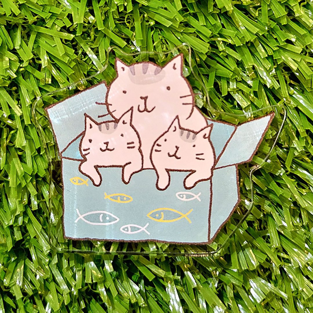 压克力磁铁-蓝纸箱(插画家:猫小姐)(最长边5cm) - 冰箱贴/磁贴 - 压克力 