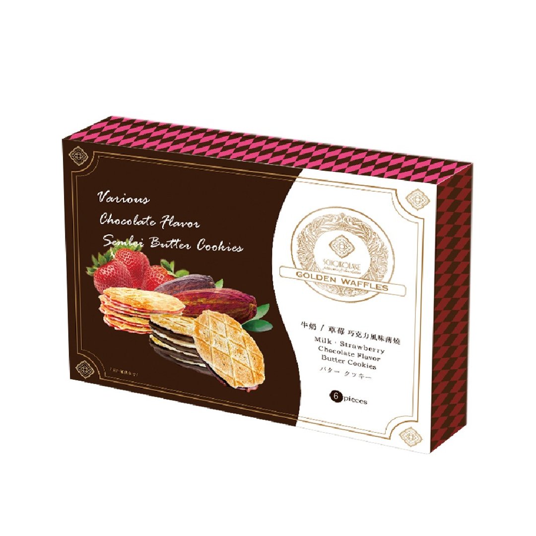 巧克力澐庄 - 综合巧克力风味薄烧 (牛奶/草莓) 6 入/12 入 - 零食/点心 - 新鲜食材 咖啡色