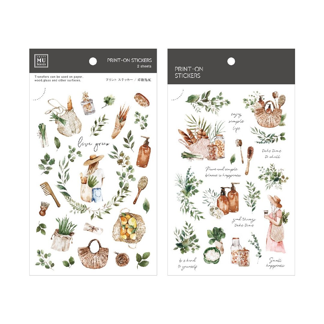 【Print-On Stickers 转印贴纸】no.115-返朴生活 | 插画师系列 - 贴纸 - 其他材质 绿色