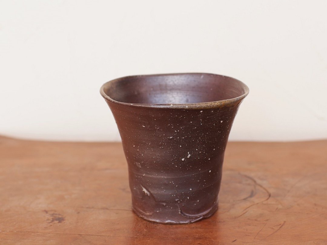 Bizen Shochu Drinking (Large) 【Wave】 s1-020 - 酒杯/酒器 - 陶 咖啡色