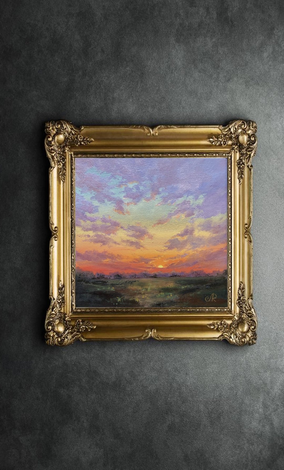 原创油画日落艺术日出画风景 - 墙贴/壁贴 - 其他材质 橘色