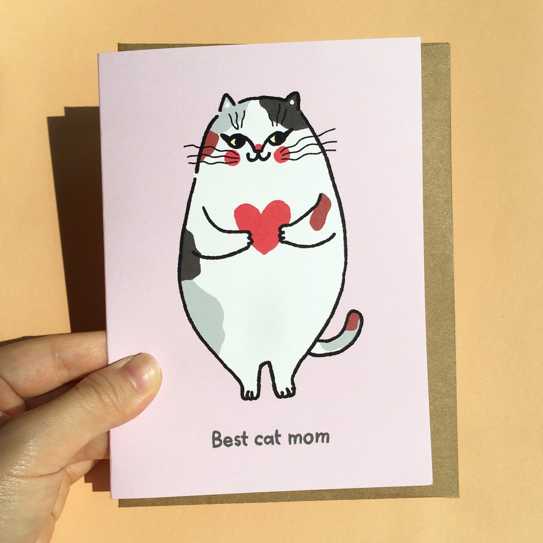 Best Cat Mom 猫咪图案贺卡 - 卡片/明信片 - 纸 