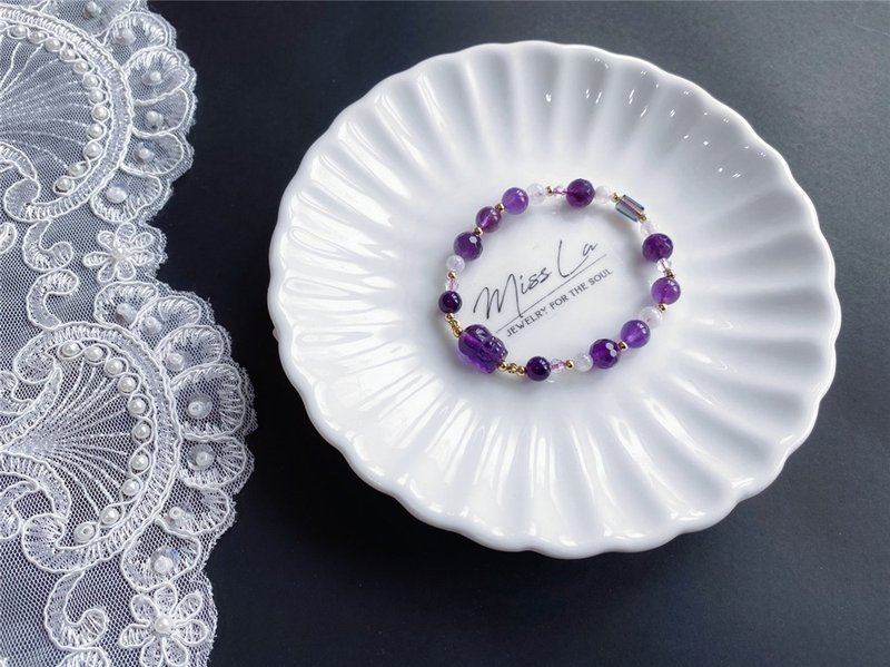 闺密 紫水晶 招财 貔貅 招贵人 事业 设计款 手链 礼物 - 手链/手环 - 水晶 紫色