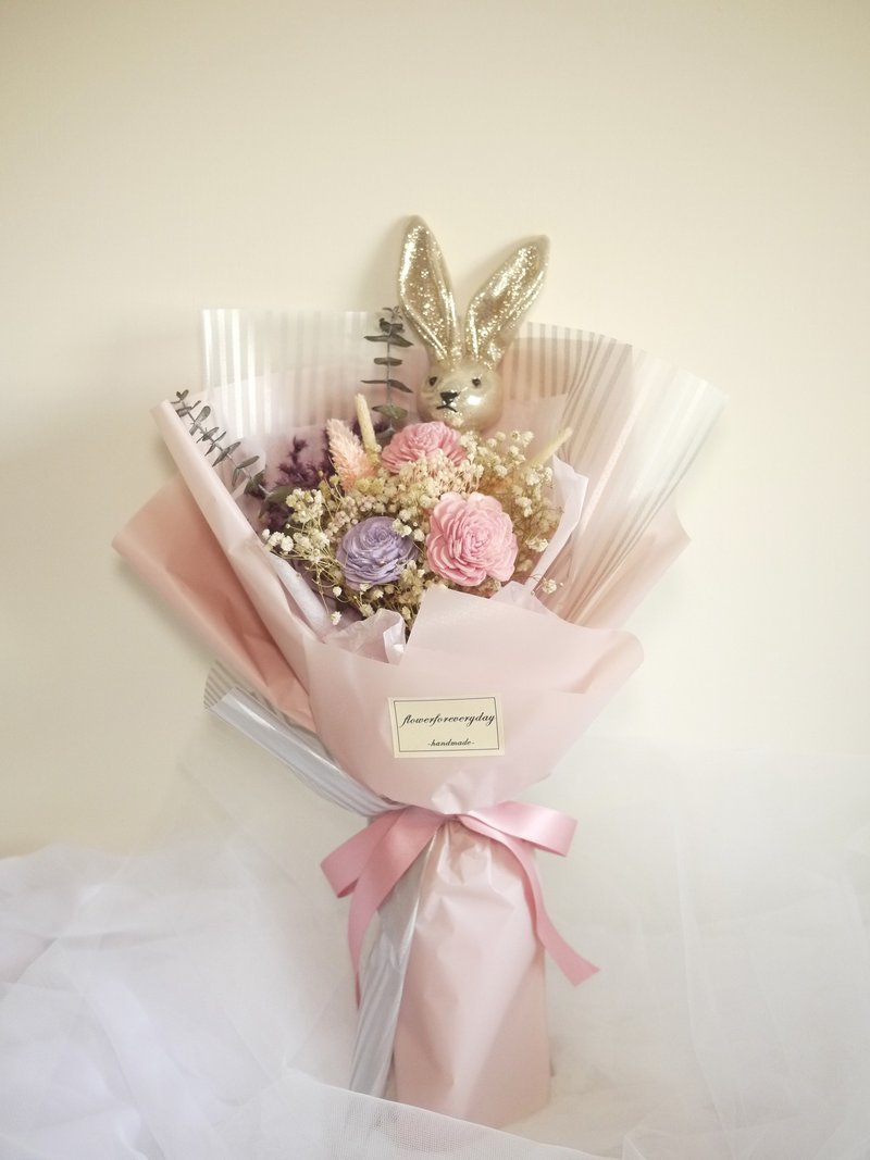 花日常  许愿兔兔告白花束/只有银色兔兔/毕业花束 - 植栽/盆栽 - 植物．花 粉红色