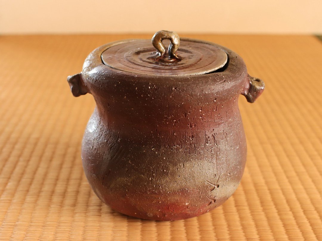 Bizen ware water finger with ears (with paulownia box) ty-007 - 其他 - 陶 咖啡色