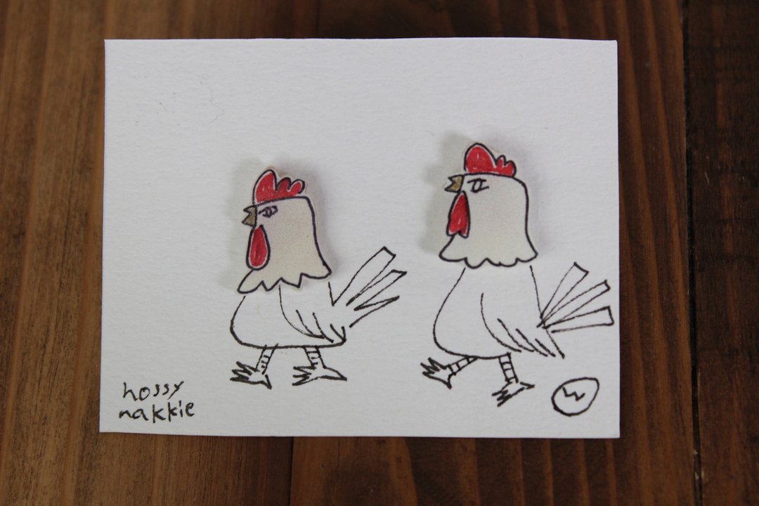 Chicken earrings - 耳环/耳夹 - 塑料 白色