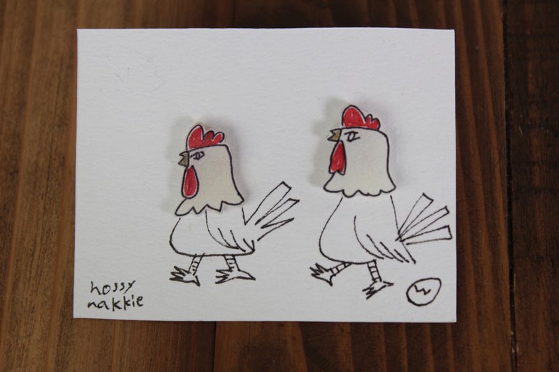 Chicken earrings - 耳环/耳夹 - 塑料 白色