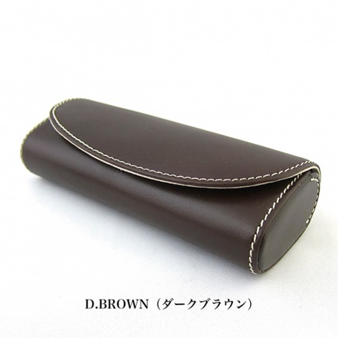 Initial Engraving Glasses Case Glasses Case Sunglasses Reading Glasses Magnet Hard Genuine Leather Italian Leather Dark Brown - 其他 - 真皮 