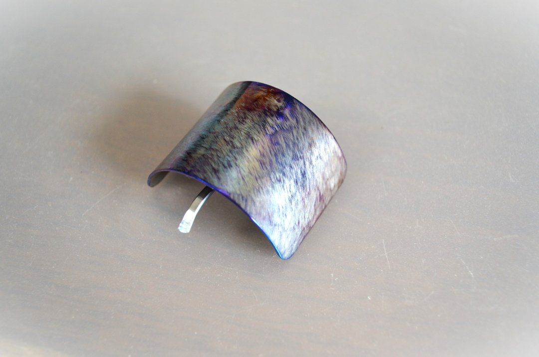 纯钛发圈・绑发钩・渐层色・蓝色・43mm・预订制作 - 发饰 - 其他金属 蓝色