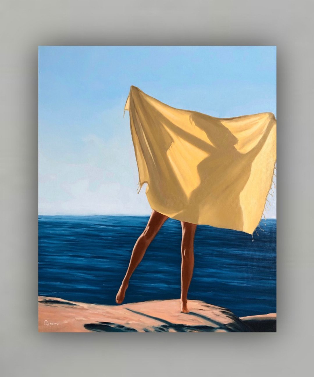Original Oil Seascape On Canvas Women Painting Beach Ocean Contemporary Artwork - 墙贴/壁贴 - 棉 多色