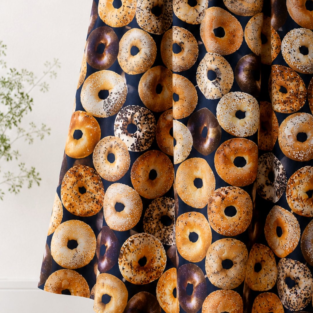 Lots of delicious bagels Skirt / 均码 / 美国布料 / 日本制造 纯棉 100% - 裙子 - 棉 黑色