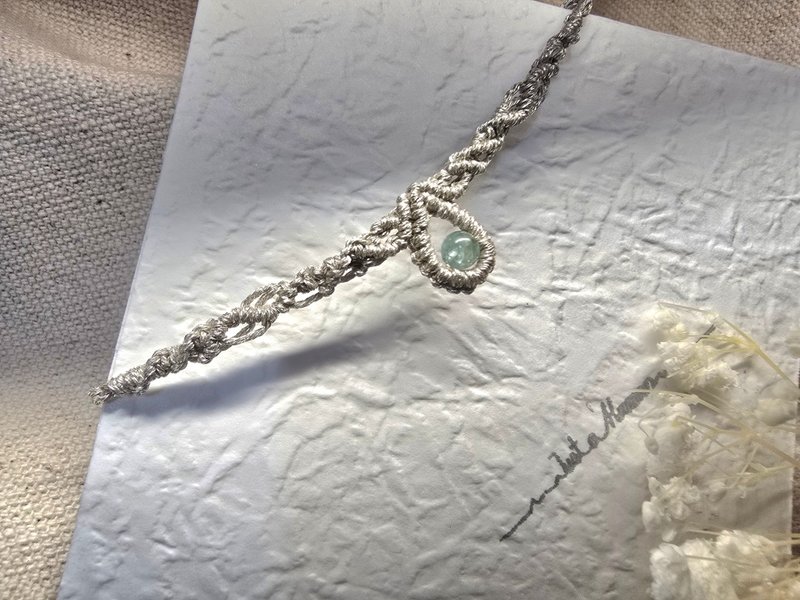 精灵密语 | 蓝绿晶 图腾编织手环 抽绳手环 可调节 - 手链/手环 - 半宝石 卡其色