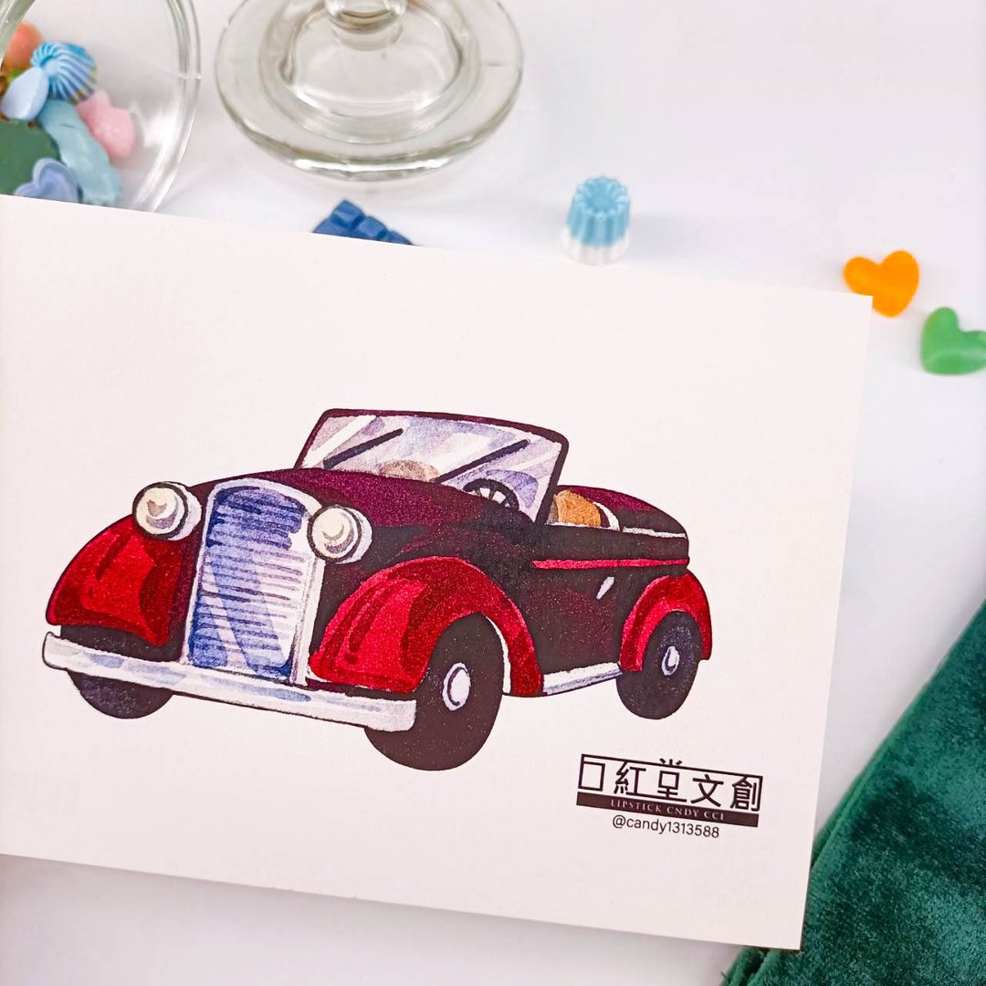 KR474_口紅堂明信片_交通工具4_candy1313588 postcard - 卡片/明信片 - 纸 多色