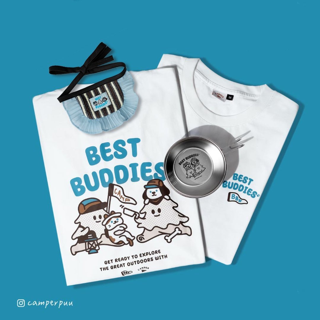 camperpuu - Best Buddies Forever T恤 宠物 人宠穿搭 中性服装 - 女装 T 恤 - 棉 