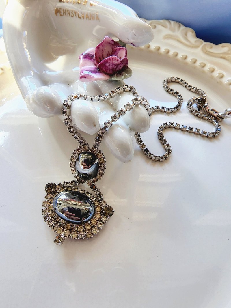 美国西洋古董饰品 / Park Lane黑石莱茵黑珠宝艺术宫廷复古项链 - 项链 - 其他金属 