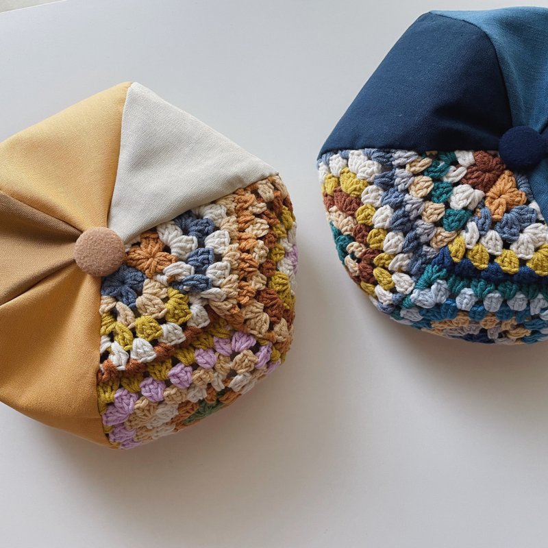 蓝黄款花砖蓓蕾帽 - 帽子 - 其他材质 橘色