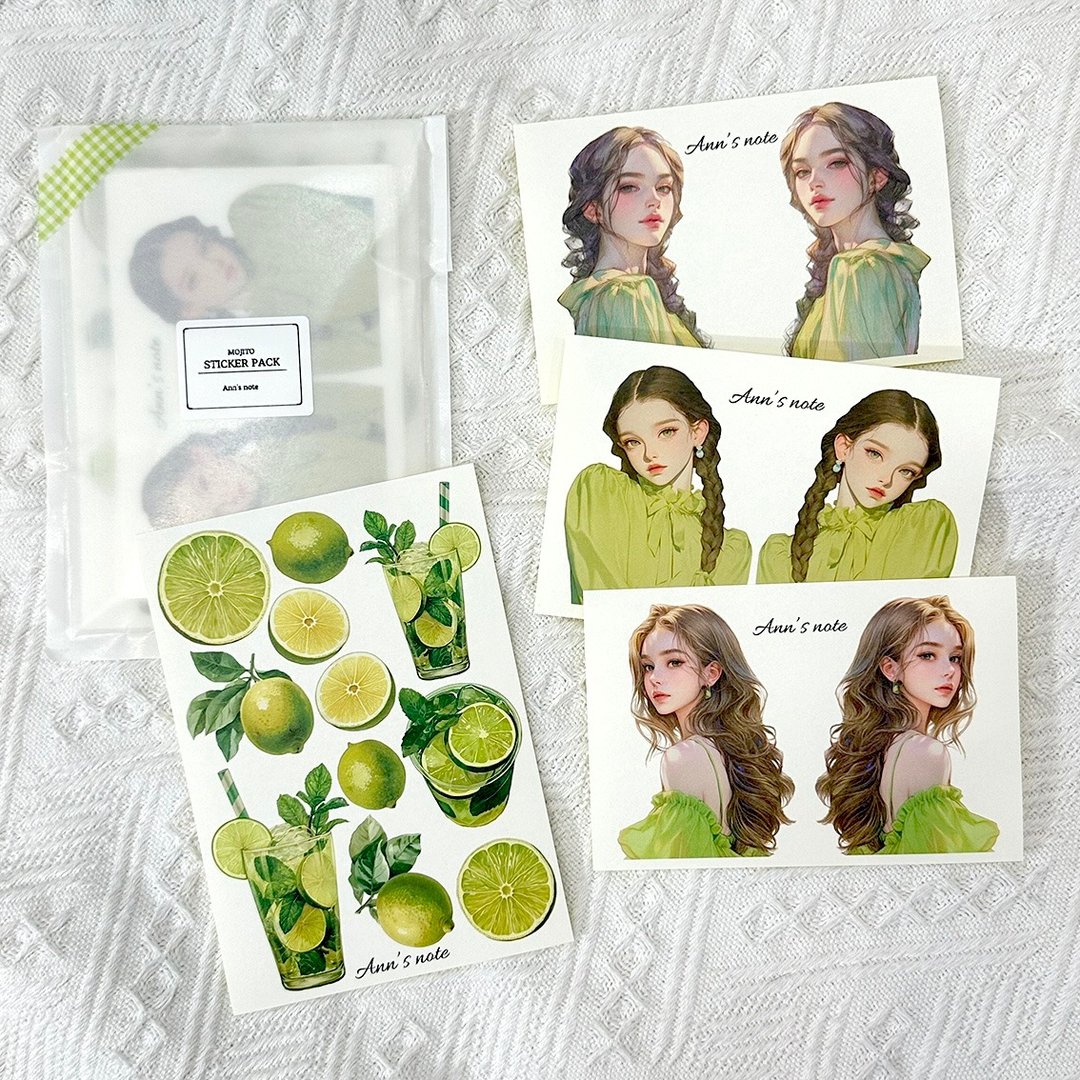 Mojito Pack 贴纸 (anns note) 人物女孩贴纸 - 贴纸 - 纸 绿色