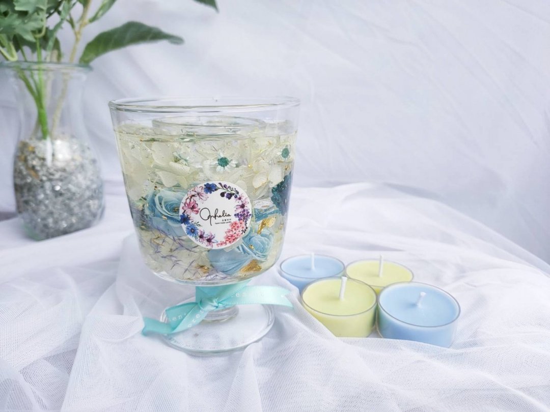 【礼物首选】欧式花艺烛台(含茶蜡一颗)-浅蓝玫瑰 - 蜡烛/烛台 - 蜡 